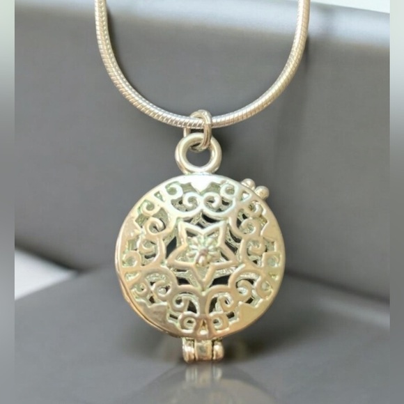 Aromatherapy Locket Necklace Essential Oil Diffuser Sterling‎ Silver Chain - Picture 2 of 6